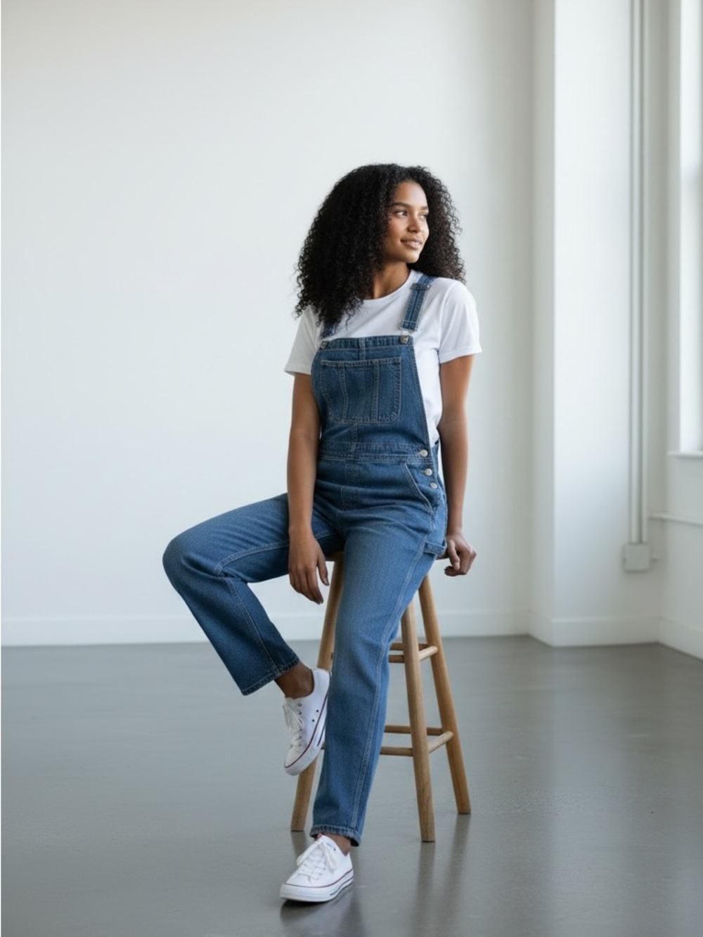 Women's Blue Denim Overalls - Classic Relaxed Fit